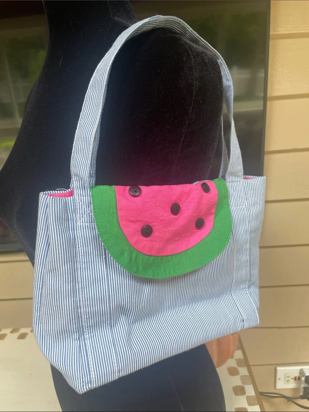 Florence Eiseman Striped Bag with Watermelon Flap